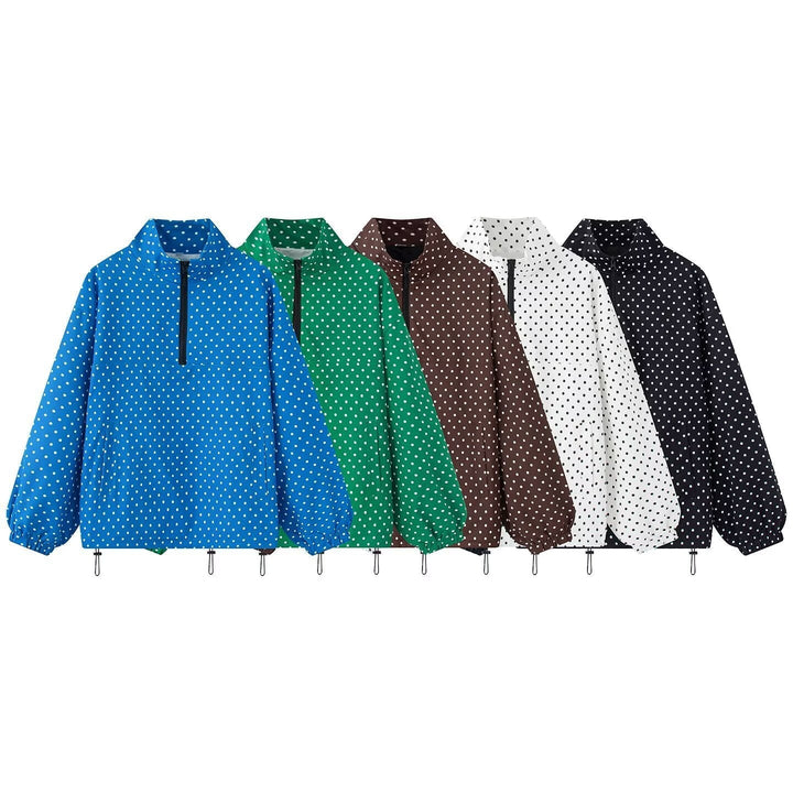 Dam Lätt Dotted Anorak med Halv Dragkedja och Dragsko