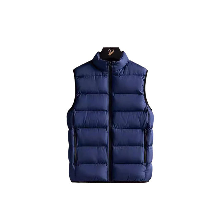 Herr Slim-Fit Ultra-Light Quiltad Termisk Väst med Hög Krage och Vattenavvisande Dragkedjor