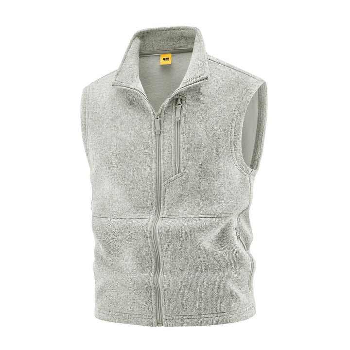 Herr Fleece Väst med Hög Ståkrage, Bröst Dragkedja och Sida Fickor