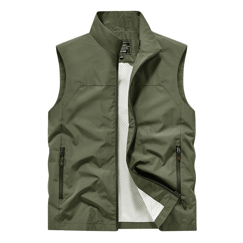 Herr Andningsbar Utility Väst med Mesh Foder, Vind och Water Repellent Exterior och Zippered Fickor