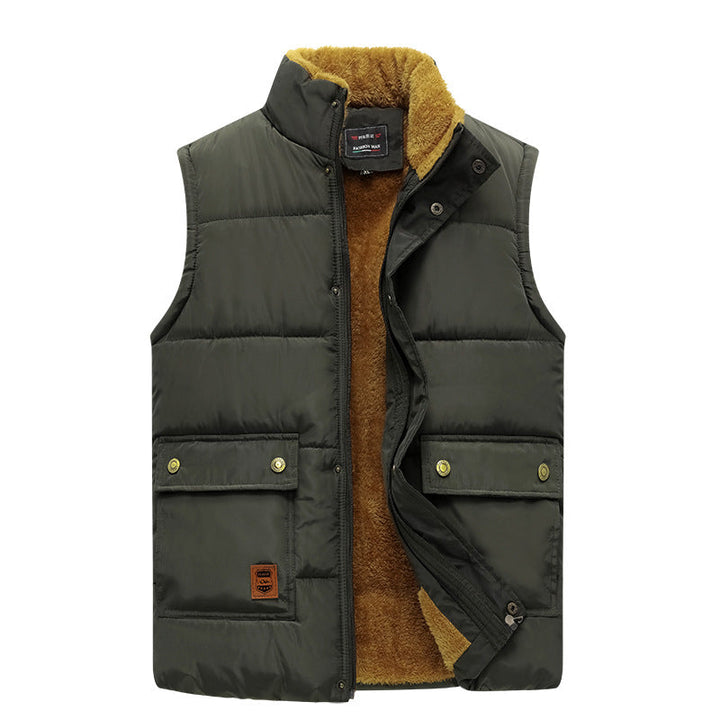 Herr Sleeveless Thermo Quiltad Väst med Cozy Teddy Inre Foder och Utanpåfickor