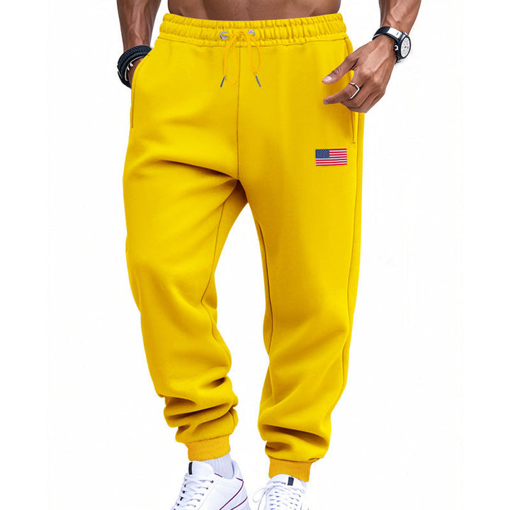 Herr Smal-Passform Mjukisbyxor med Tapered Leg, Elastic Dragsko Waistband, och Discreet Flag Application