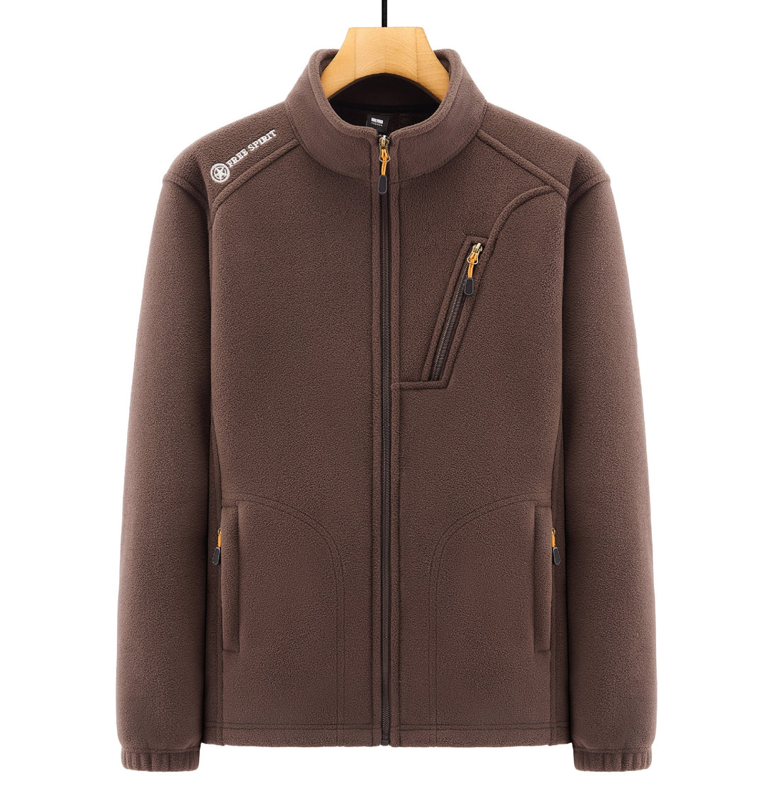 Herr Termisk Fleece Jacka med Sherpa Foder, Stående Krage och Zippered Fickor