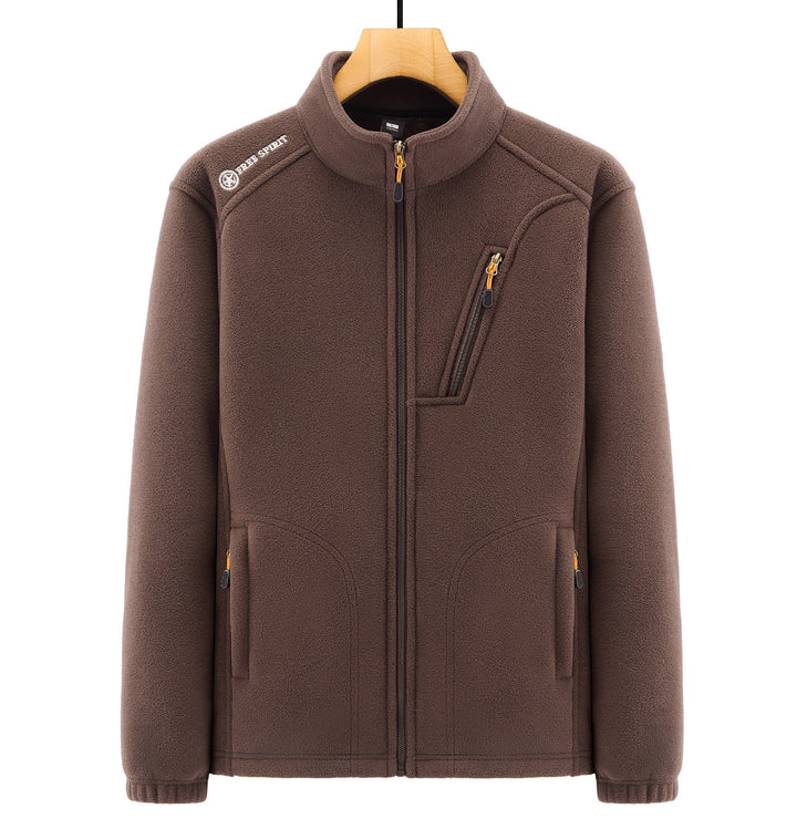 Herr Termisk Fleece Jacka med Sherpa Foder, Stående Krage och Zippered Fickor