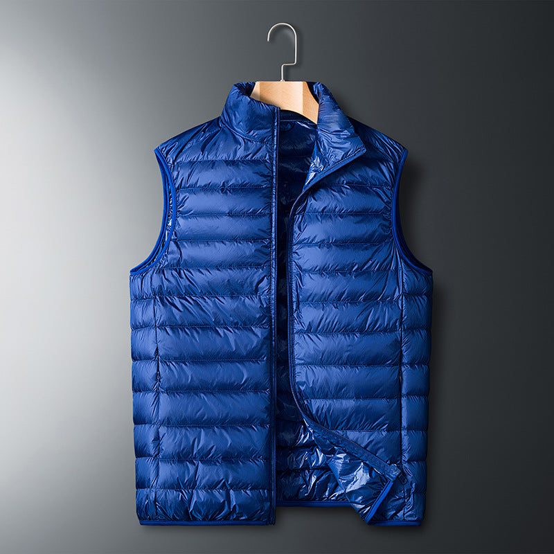 Herr Ultralight Packable Dun Imitation Quiltad Väst med Stående Krage