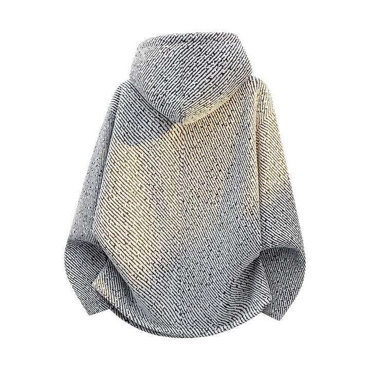 Dam Oversize Structured Poncho Jacka med Shawl Krage och Asymmetric Dragkedja