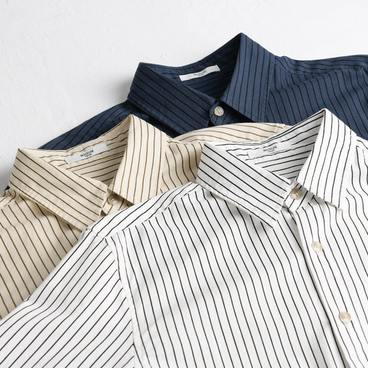 Herr Skjortjackas-Cut med Fin Pinstripe och Mjuk Bomullsblandning