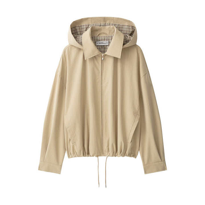 Dam Lätt Vadderad Windbreaker med Stå Krage och Prickig Prick Tryck