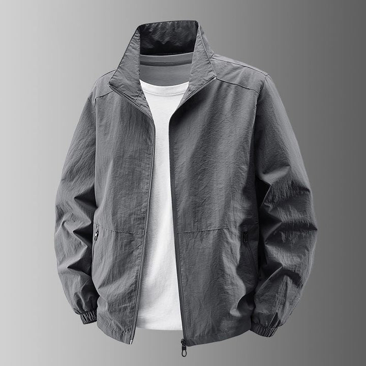Herr Ultra-lätt urban Windbreaker med ståkrage, tvåvägs Dragkedja och elastiska muddar