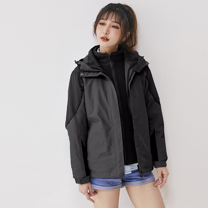 Dam double-layer utomhusjacka med removable fleece inner jacka och vindtät membrane