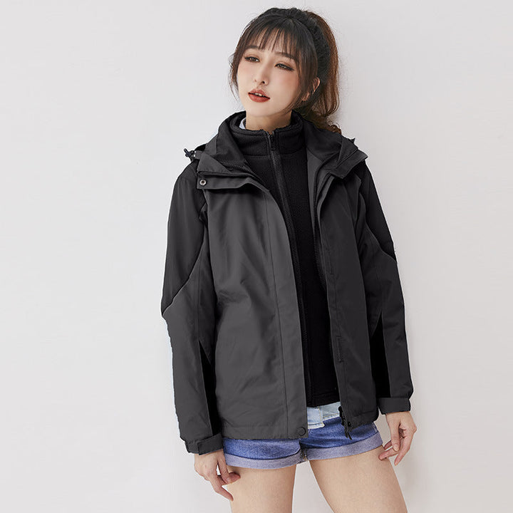 Dam double-layer utomhusjacka med removable fleece inner jacka och vindtät membrane