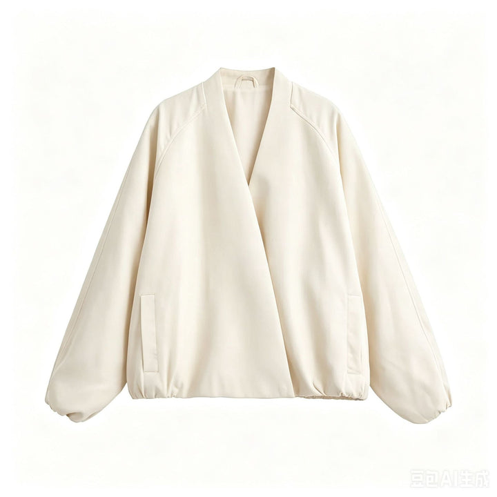 Dam kort jacka in oversize kimono skärning med elastic fåll