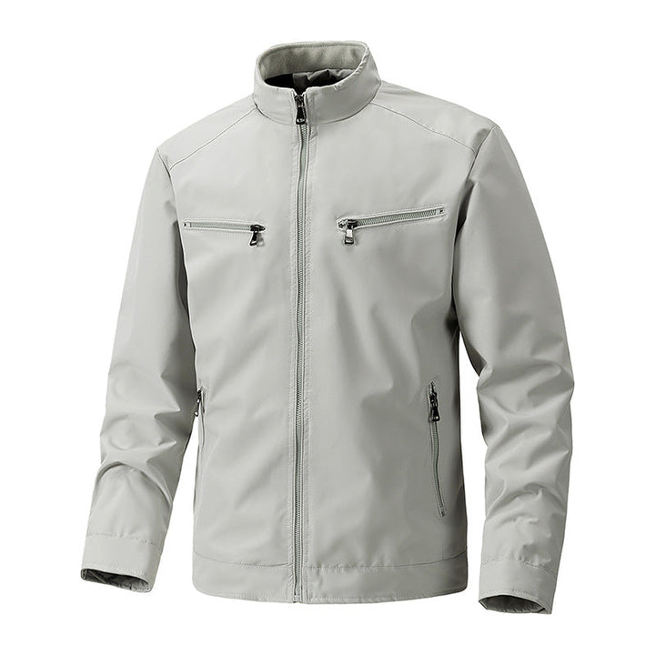 Herr Softshell Utomhus Jacka med Stående Krage Vattenavvisande och Fyra Zippered Fickor