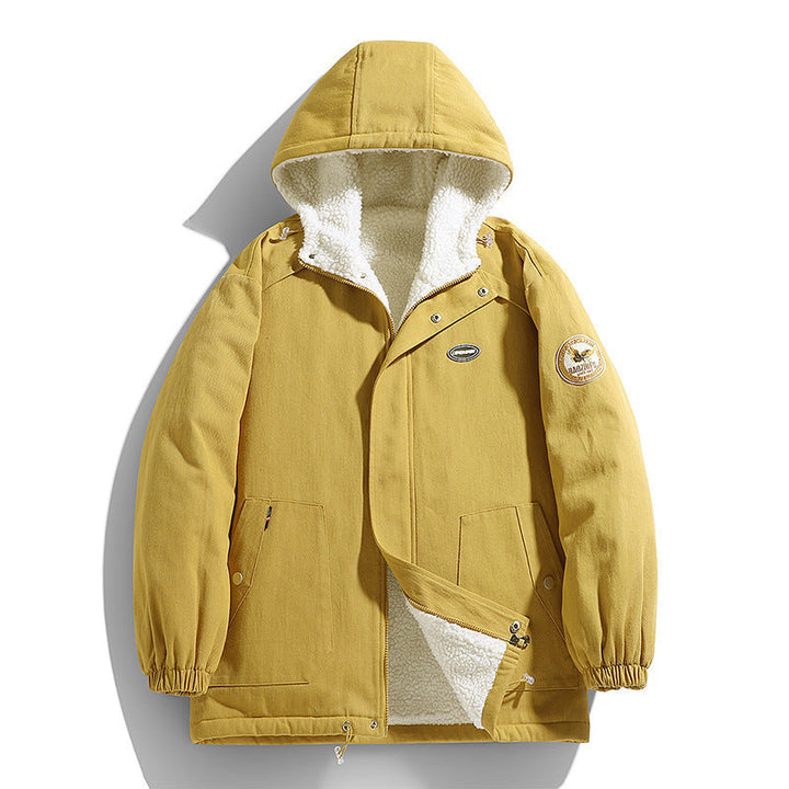 Herr Vadderad Canvas Parka med Sherpa Fleecefoder och Huva