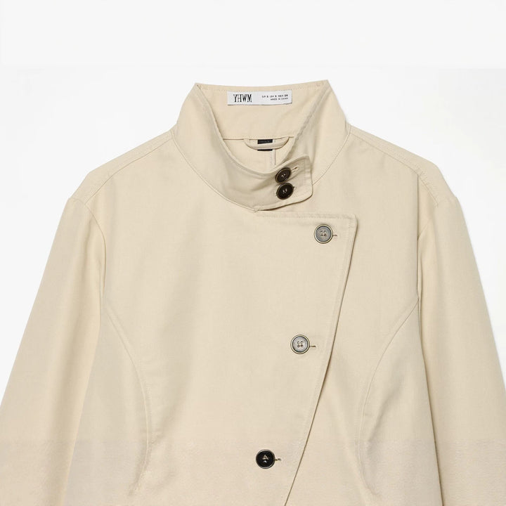 Dam Asymmetrisk Kort Jacka med Stå Krage och Tailored Seams