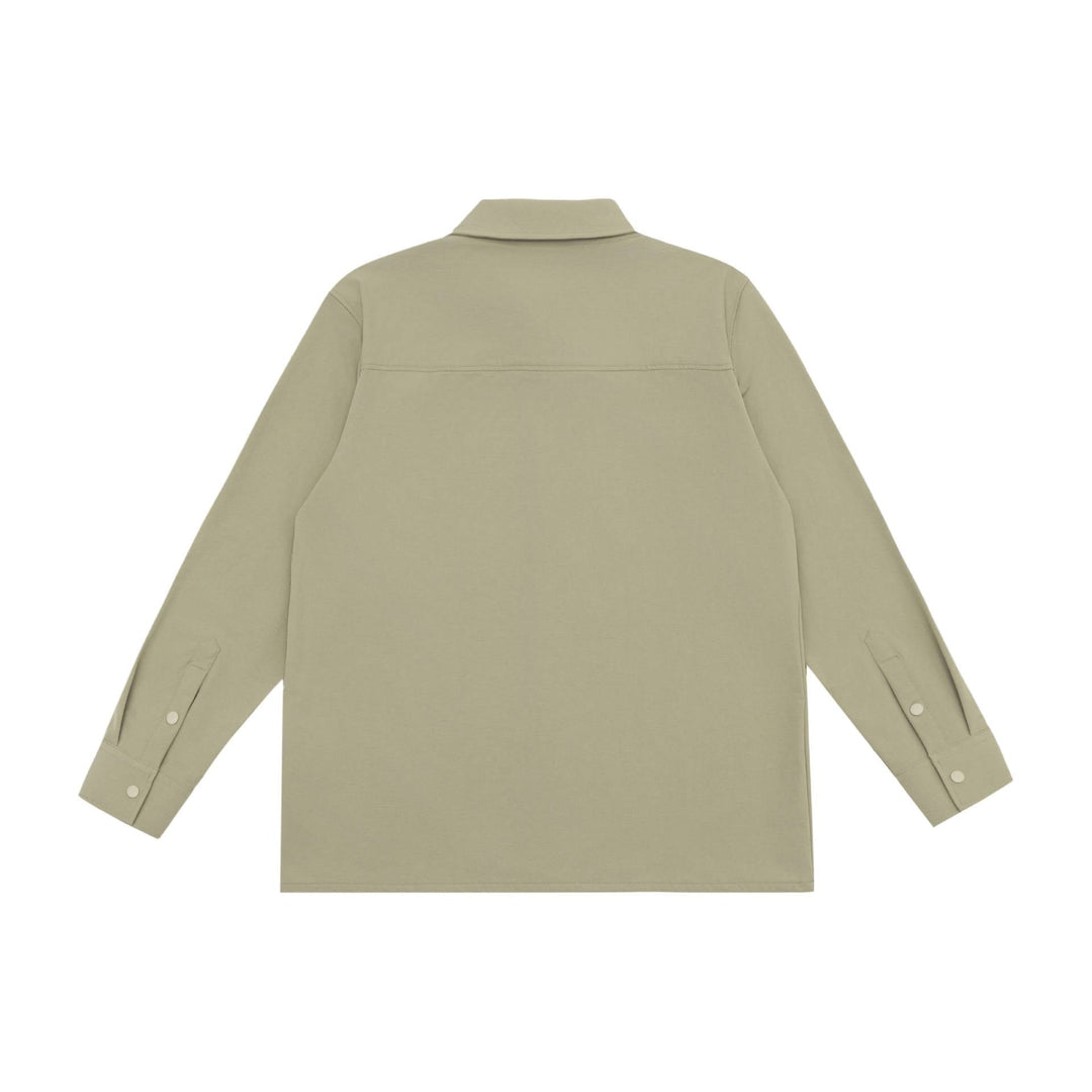 Unisex Lång Modell Skjorta Jacka i Boxig Skärning Gjord av Kraftig Sweat Quality med Concealed Tryckknappsslå