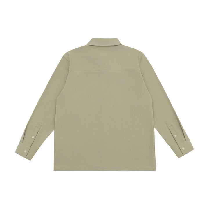 Unisex Lång Modell Skjorta Jacka i Boxig Skärning Gjord av Kraftig Sweat Quality med Concealed Tryckknappsslå