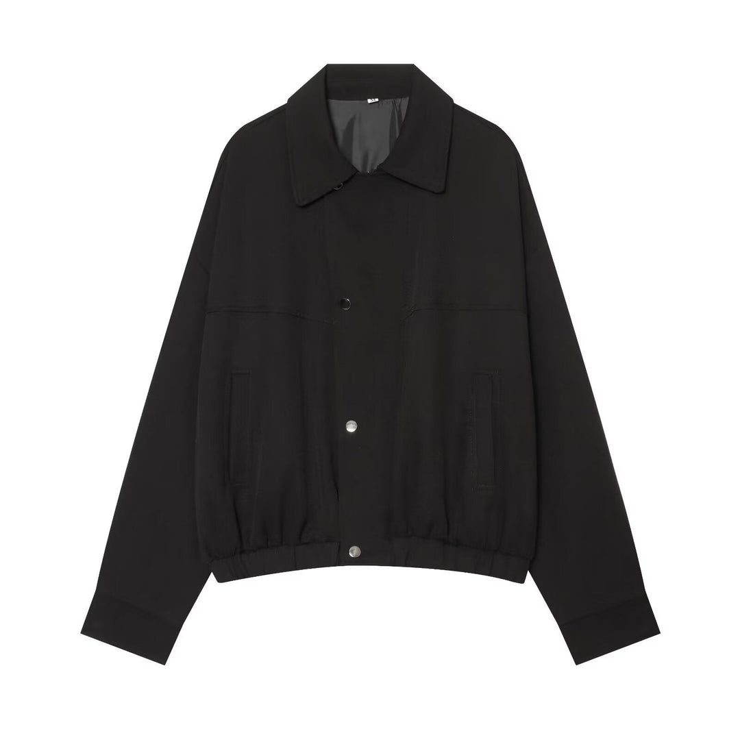 Dam Kort Skärning Utility Blouson Jacka med Drawstring Waist och Patch Fickor