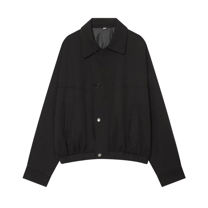 Dam Kort Skärning Utility Blouson Jacka med Drawstring Waist och Patch Fickor