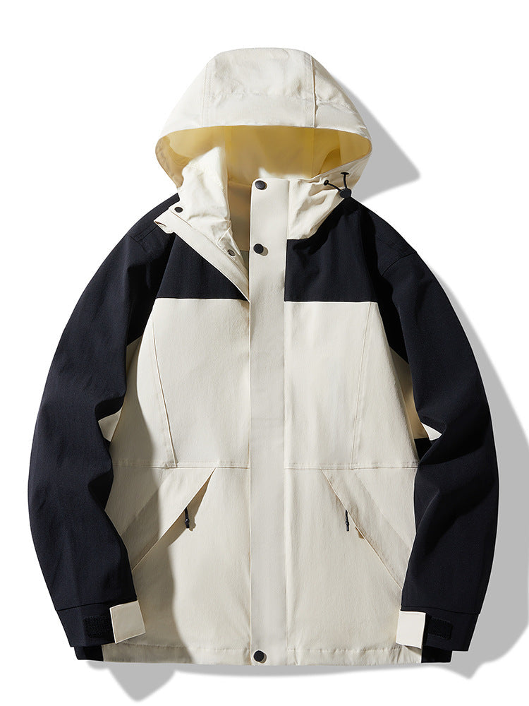 Herr teknisk Colorblock softshell regnjacka med justerbar huva