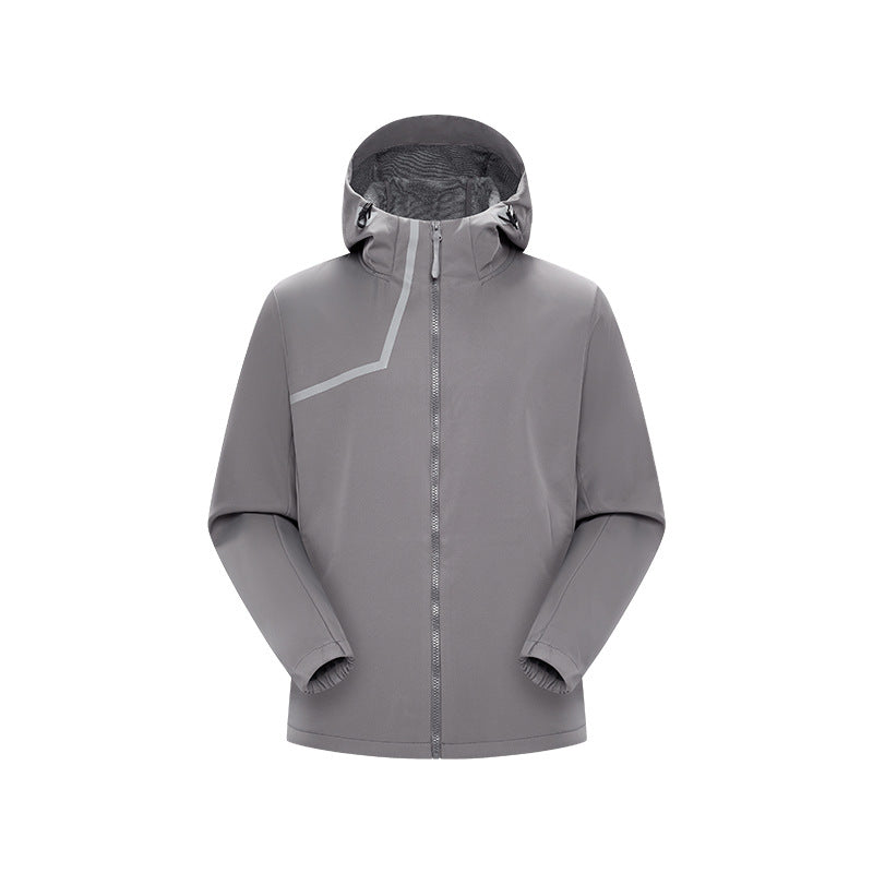 Herr Teknisk Softshell Jacka med Justerbar Huva och Vindtät Membran