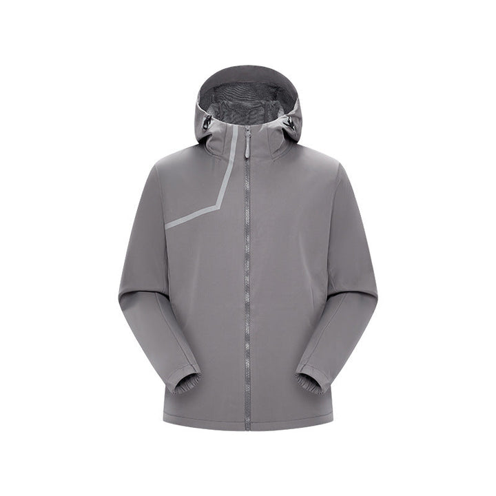 Herr Teknisk Softshell Jacka med Justerbar Huva och Vindtät Membran