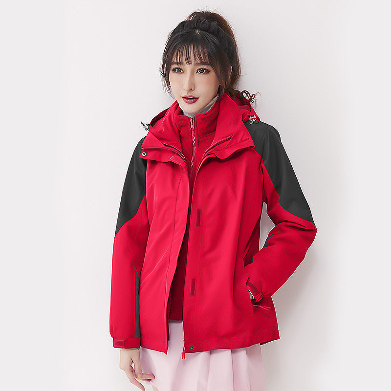 Dam double-layer utomhusjacka med removable fleece inner jacka och vindtät membrane