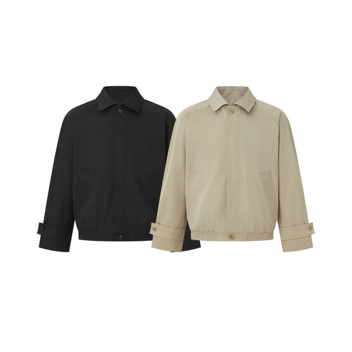 Herr short-cut boxig Harrington jacka med dold knäppslå, elastisk fåll och justerbar muddar