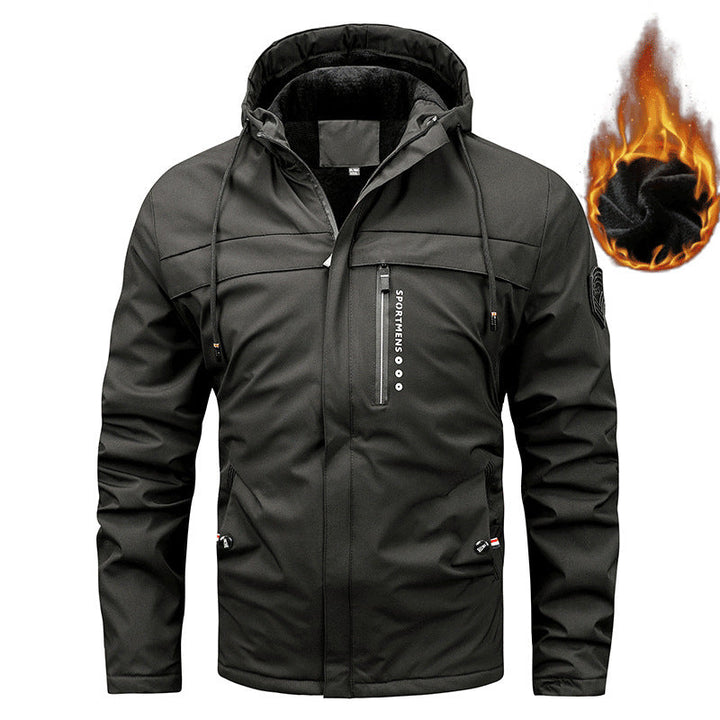Herr Nano Water-Repellent Vadderad Thermo Luvtröja Jacka med Fleece Foder och Concealed Fickor med Dragkedja