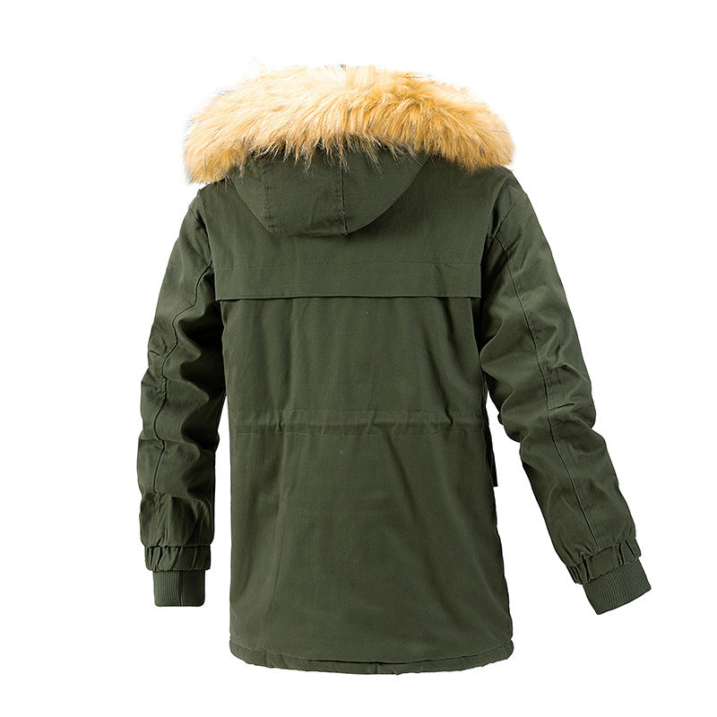Herr Vinter Skydd Parkas med Värmande Teddyfoder, Avtagbar Imitation Päls Huva, och Förstärkt Funktion Fickor