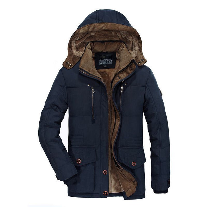 Herr isolerad parka med huva och Fusk Päls Foder