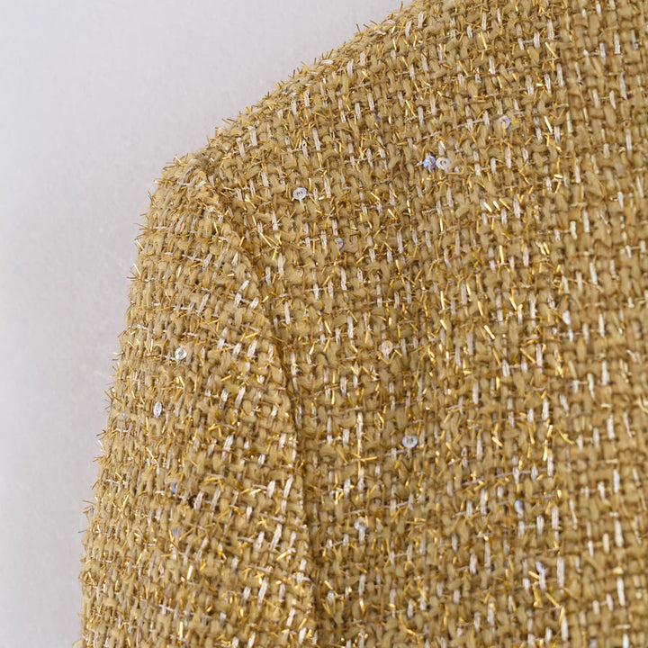 Dam Kort Skärning Bouclé Kort Jacka med Round Neckline och Single Knapp Stängning