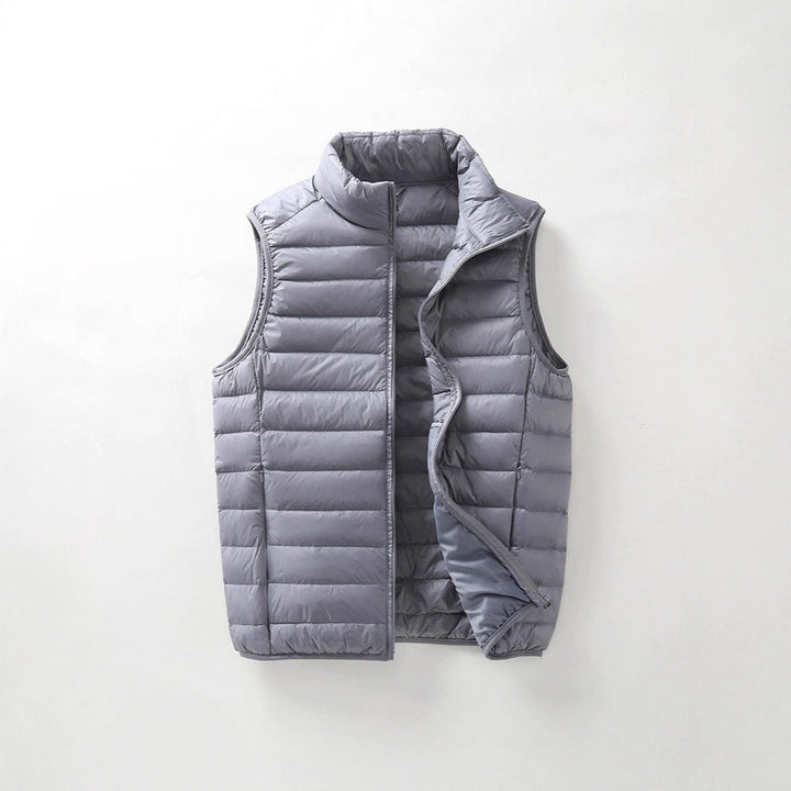 Unisex Lätt Quiltad Väst med Stå Krage och Dragkedja