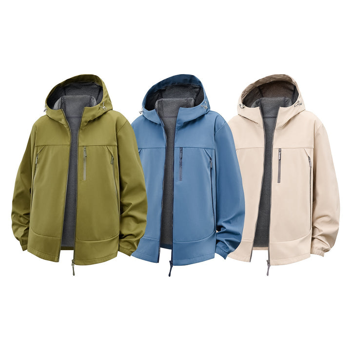 Herr Teknisk Softshell Hybrid Jacka med Fleecefoder och Justerbar Huva