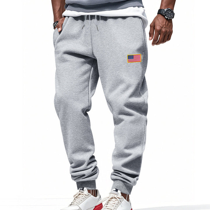 Herr Smal-Passform Mjukisbyxor med Tapered Leg, Elastic Dragsko Waistband, och Discreet Flag Application