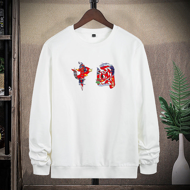 Herr Round Neck College-Tröja med Detailed Graphic Tryck