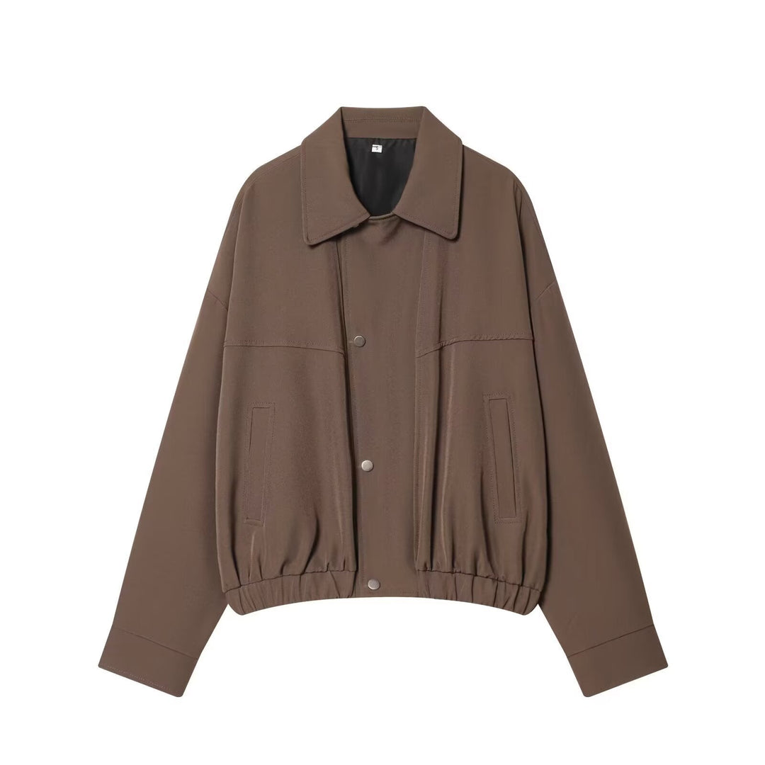 Dam Kort Skärning Utility Blouson Jacka med Drawstring Waist och Patch Fickor