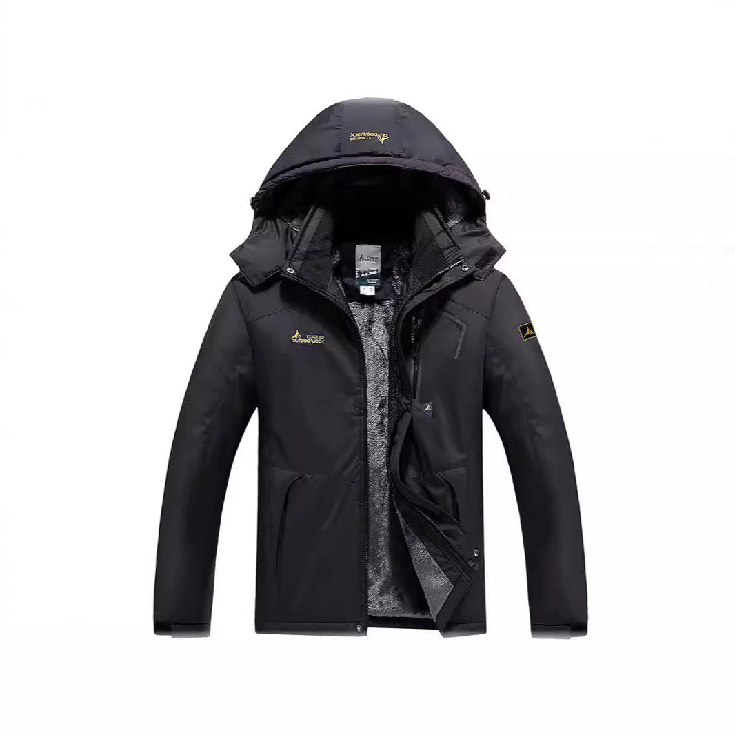 Herr vatten- och vindtät softshell utomhusjacka med teddy fleecefoder och huva