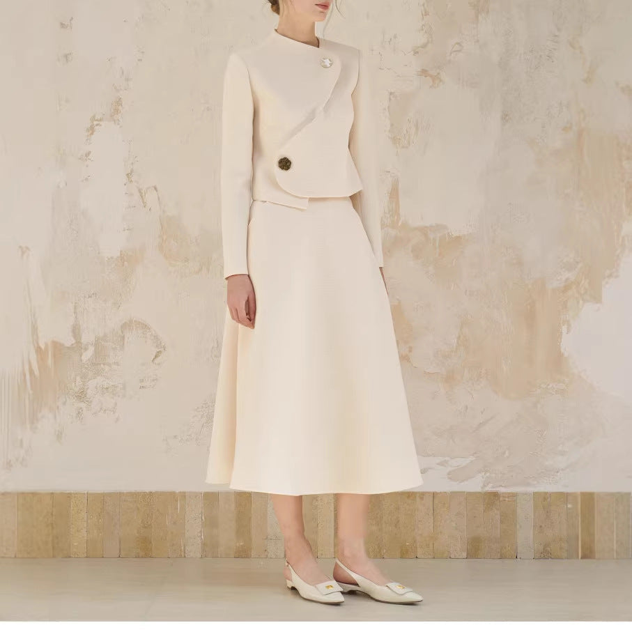 Dam elegant kort blazer jacka med asymmetric skärning