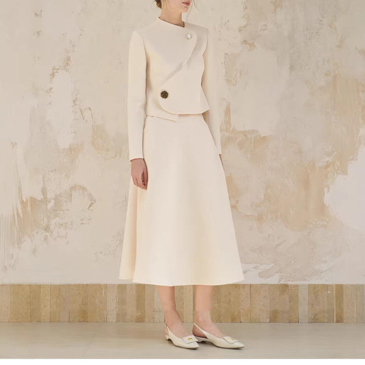 Dam elegant kort blazer jacka med asymmetric skärning