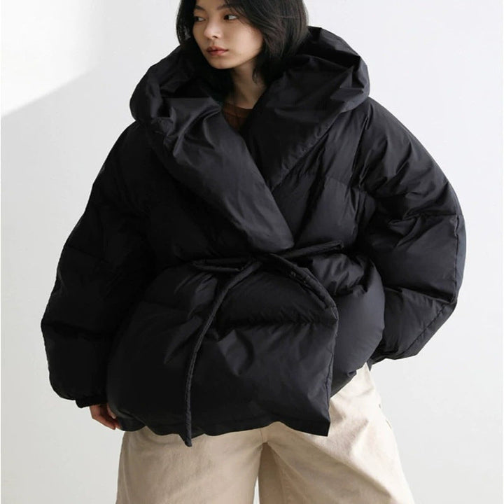 Dam oversized vadderad vinterjacka med XXL huva och Drawstring Waistband