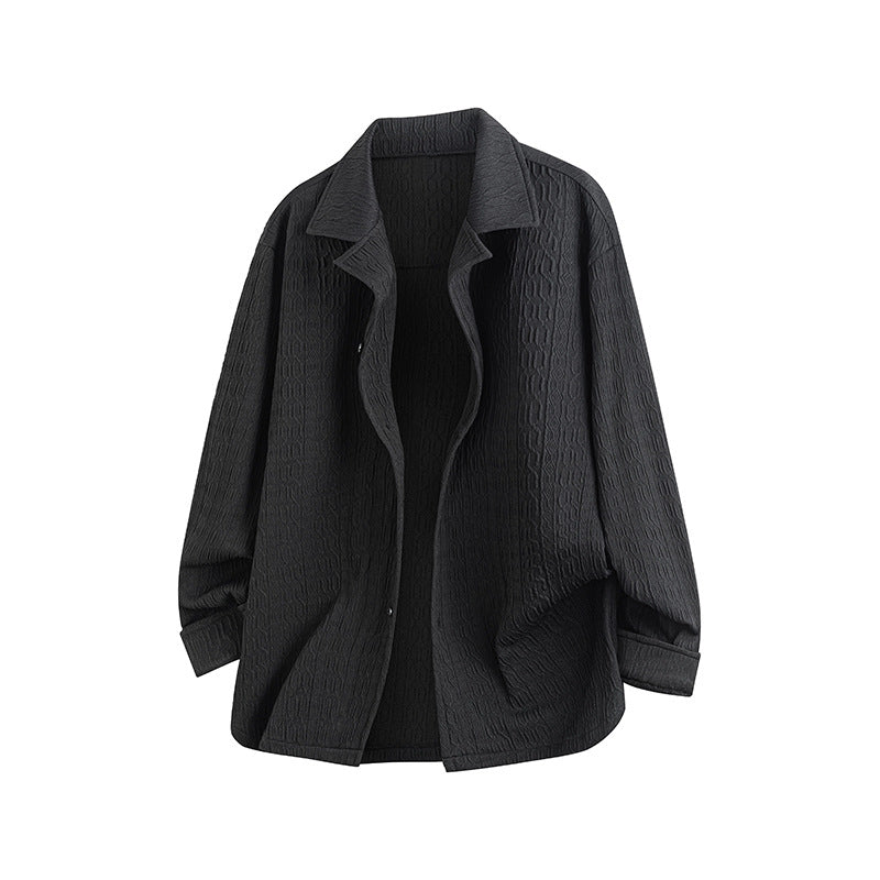Dam Lightly Structured Oversize Skjortjacka med Lapel Krage &amp; Press Knapp Front