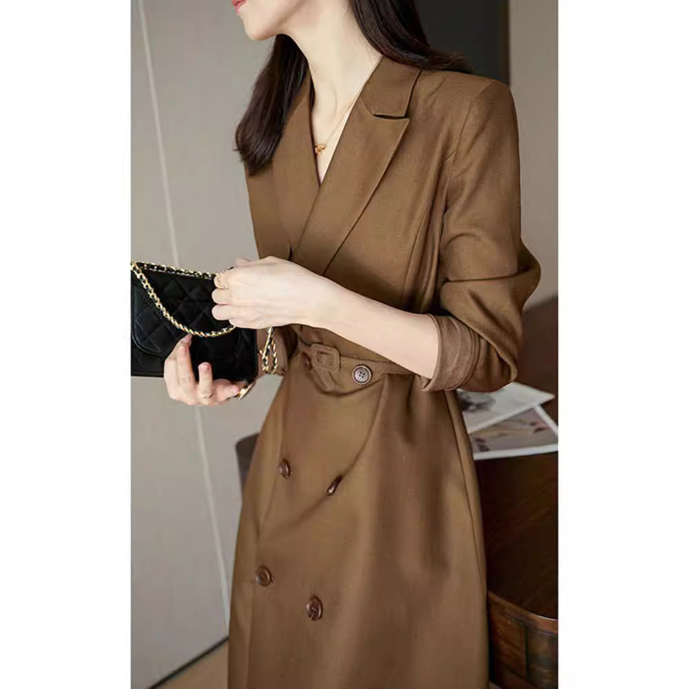 Dam elegant trenchcoat med Double knappslå och midjebälte