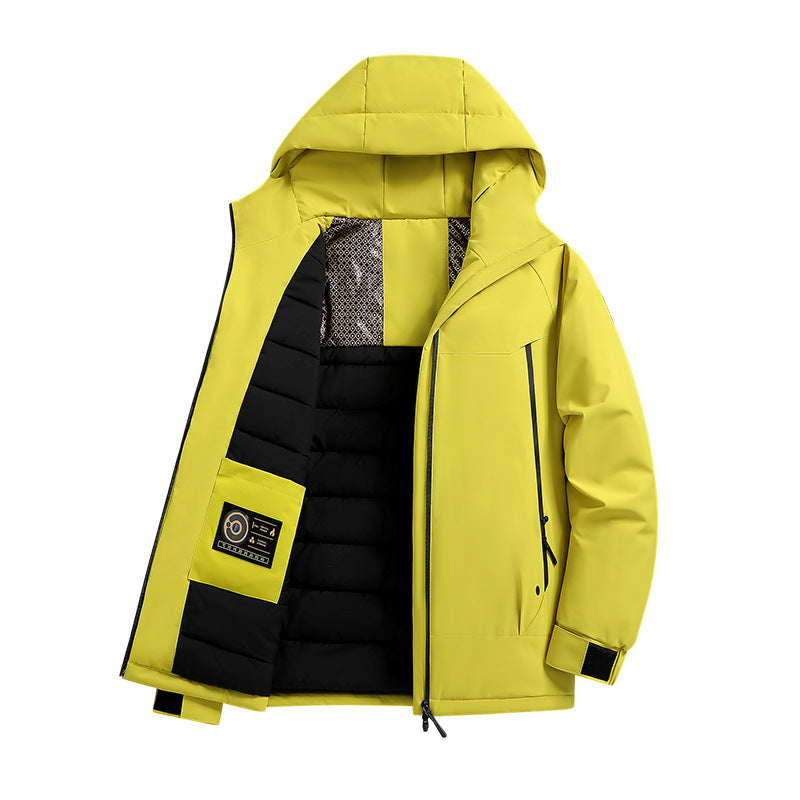 Herr isolerad softshell parka med teknisk Huva, vindtät ytterskal och innerfickor