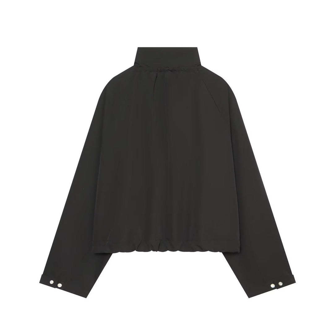 Dam Kort Oversized Utility Jacka med Ståkrage och Dragsko