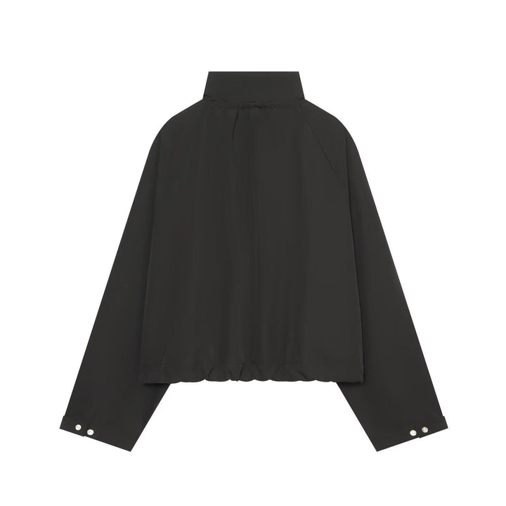 Dam Kort Oversized Utility Jacka med Ståkrage och Dragsko
