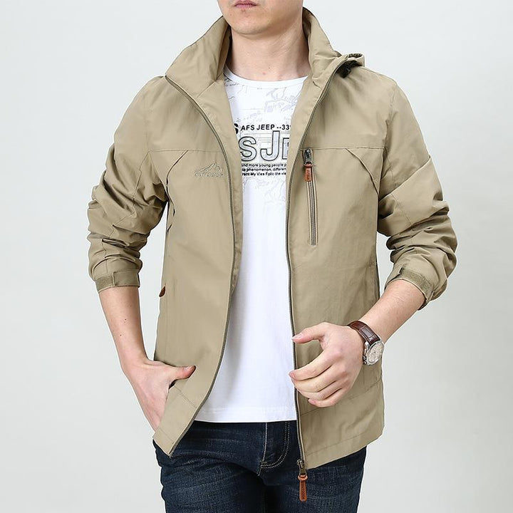 Herr Lätt Vindskyddande Nylon Blouson med Ståkrage och Bröst Dragkedja Ficka