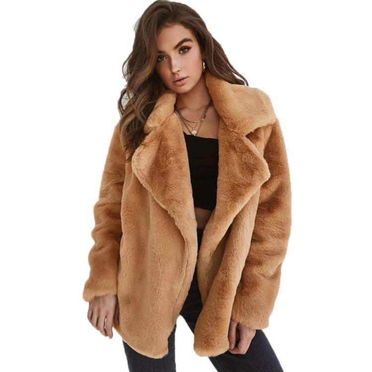 Dam Cozy oversize Faux Fur kappa med stor slagkrage