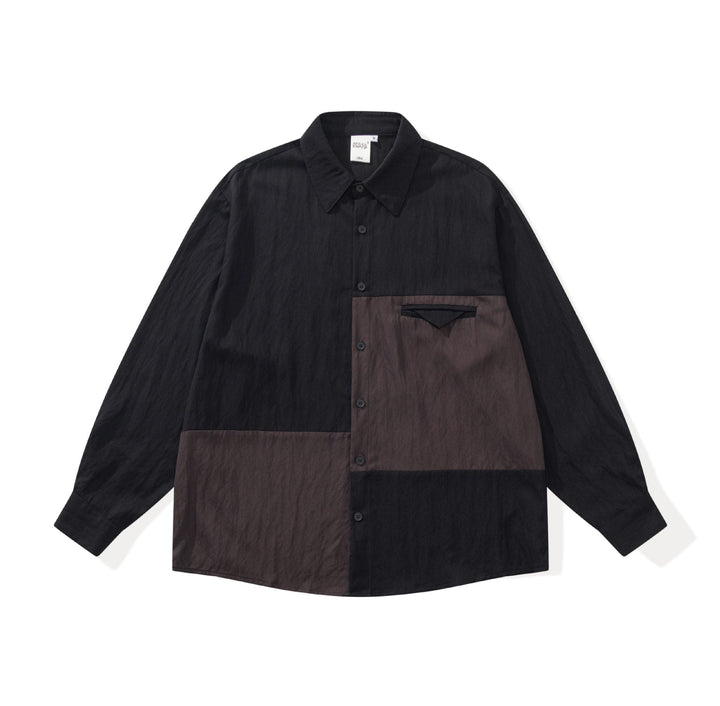 Unisex Oversized Skjorta Jacka i Patchwork Design