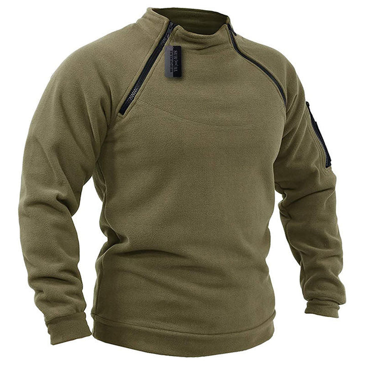 Herr Funktionell Fleece Pullover med Axel Ventilation, Hög Ståkrage och Ärmficka